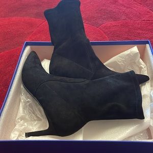 Stuart Weizmann black suede bootie . BRAND NEW IN THE BOX